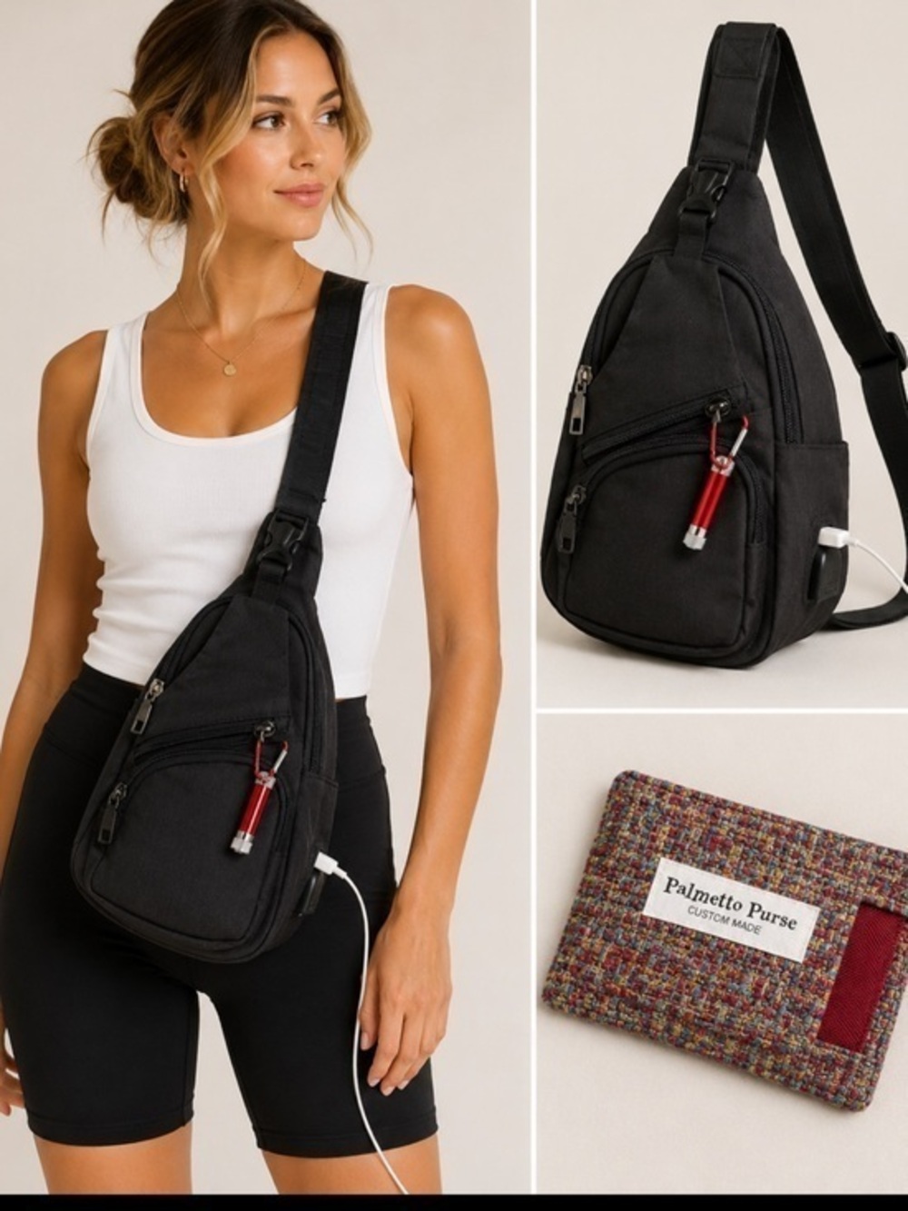 Travelon Black Anti-Theft Crossbody Sling Bag Mini Wallet Travel Everyday Carry